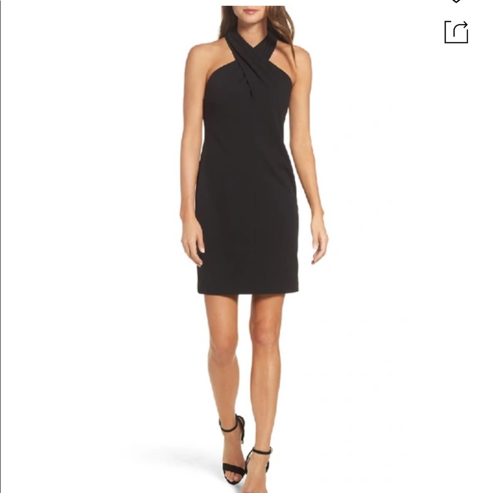 Eliza J cross cross halter cocktail dress